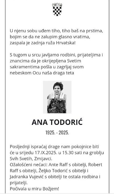 Ankica Todori� osmrtnica