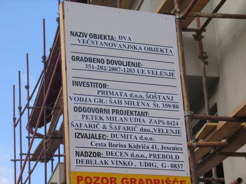 Šotanj 2007 leta, 2 stanovanjska bloka z 18 stanovanj, projektant Dragutin
