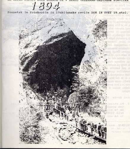 Huda Luknja 1894. leta ( poišči napis na stropu !)
