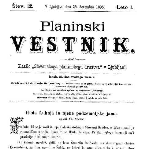 Bilo je že nekoč: "PLANINSKI VESTIK" 1895. leta