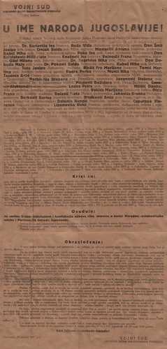KOMUNISTIČKI ZLOČINI - SMRTNA PRESUDA 1944.g.