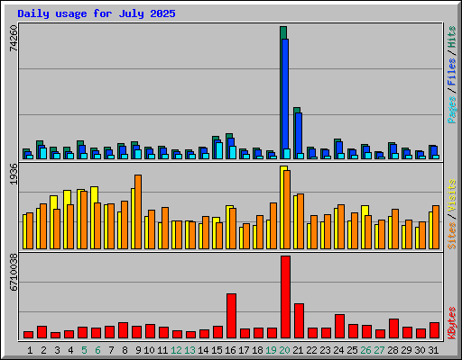 Daily usage for July 2025